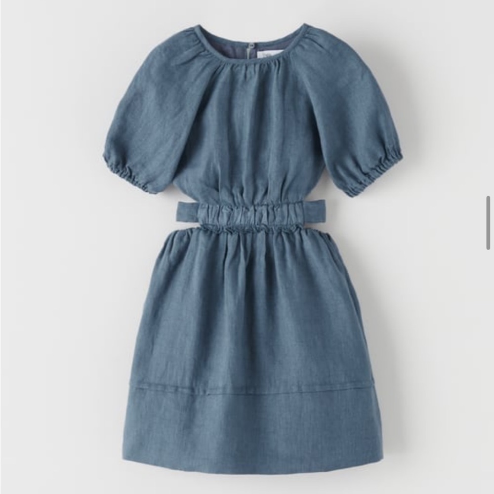 Zara kids girls woven Cotten dress with side cutouts sz 6
